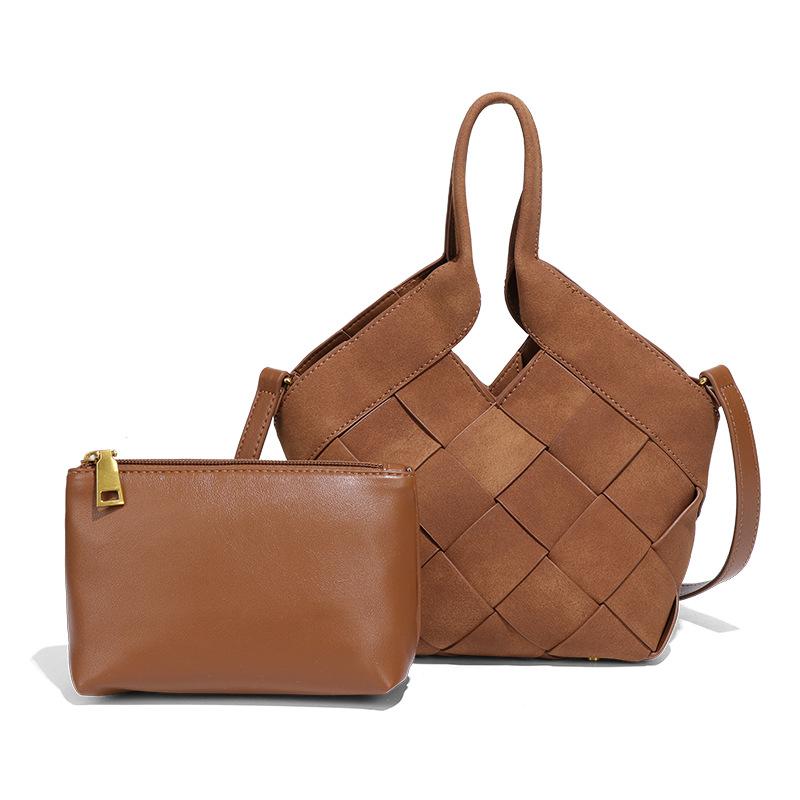 Modische Matte Damen-Einschultertasche, Nischen-Handgewebte Tasche, Einfache und Trendige Crossbody-Tasche für Kinder und Mütter