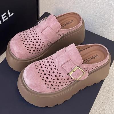 Baotou Half Slippers Women's Outer Wear Summer New Thick Bottom Height Increase Shorty Le Lazy
