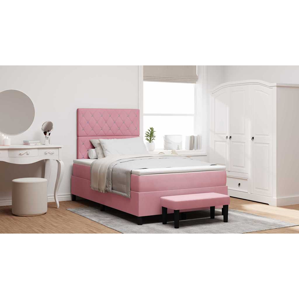 Boxspring Bed with Headboard Pink 190 X 120 Cm Velvet