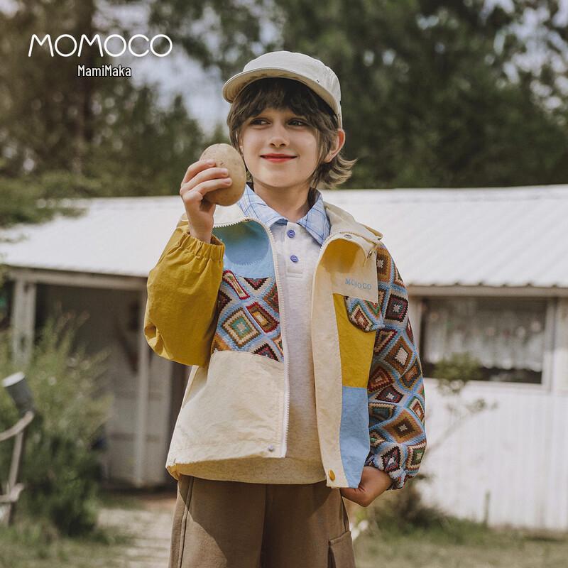 Детская ветровка с капюшоном MOMOCO, колор-блок 105