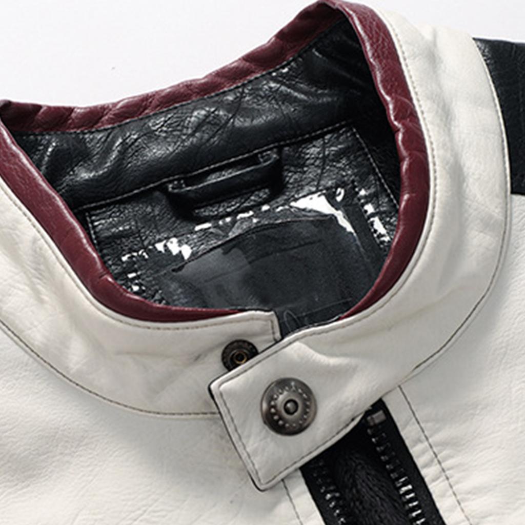 Veste zippée à col montant pour homme, tendance rétro vieillie, veste de moto pour homme