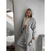 Womens Hooded Zip-Up Sporty Two-Piece Set With Drawstring Pants Casual Streetwear Outfit