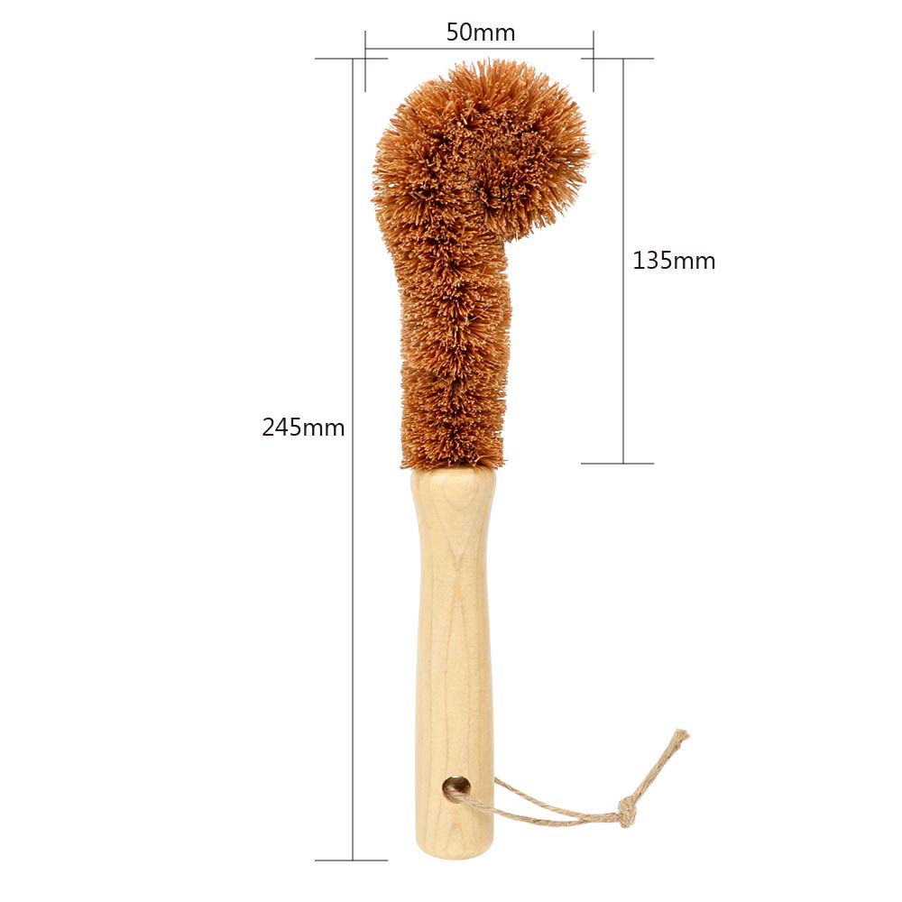 Coconut Palm Cup Brush Cleaning Brush Long Handle Bottle Brush Non-stick Skillet Glass Decontamination Pot Brush Oil Degreasing