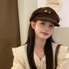 Japanese Double Button Berets Hat Harajuku Painter Hat Fashion Corduroy Baseball Cap  Sweet
