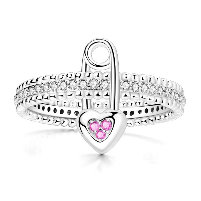 New Design 925 Silver Infinite Pink Zircon Love Heart Shape Ring Finger Rings For Women High Quality Wedding Jewelry Gift