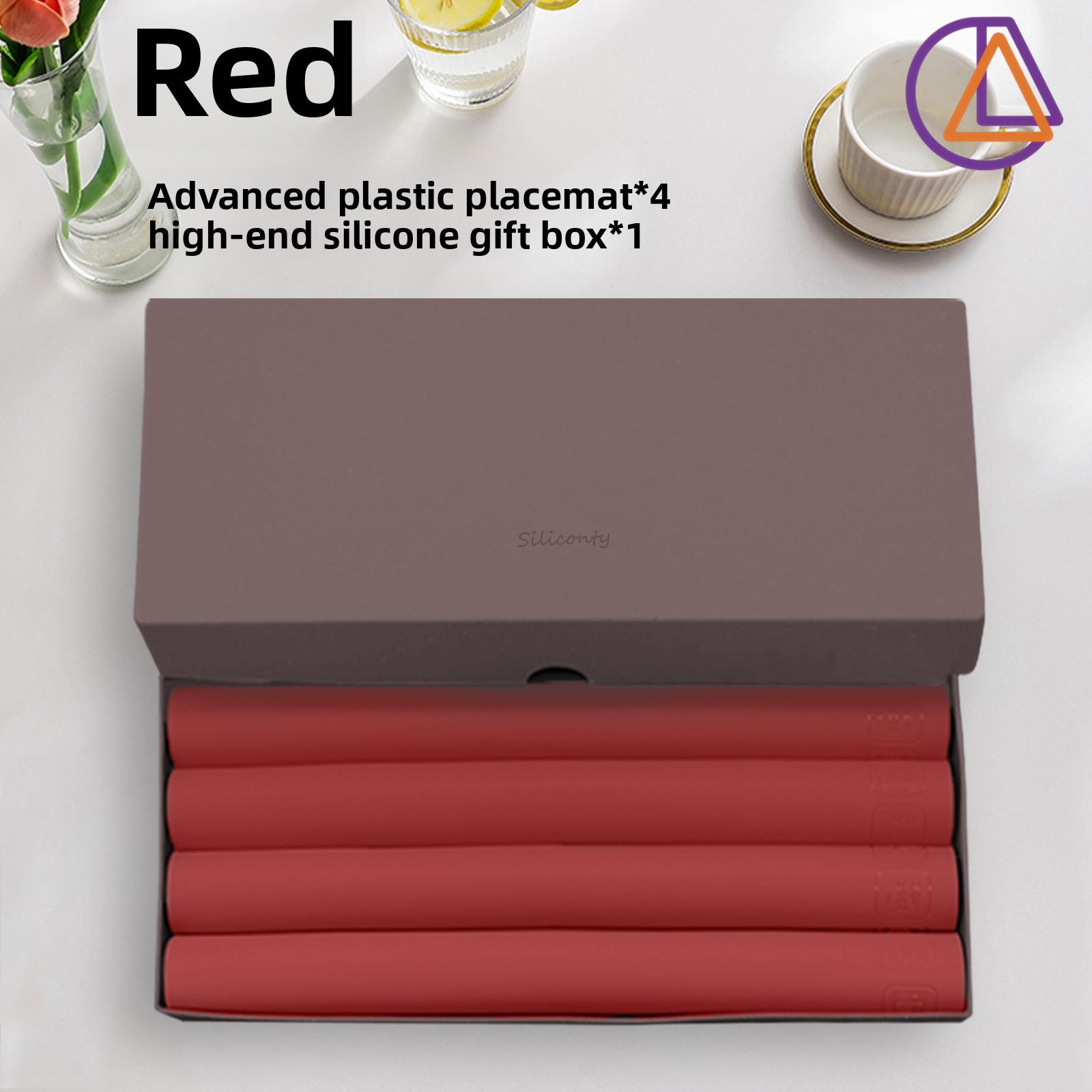 

4-Pack Non-Slip Silicone Placemats, Heat Resistant Washable Table Mats for Kitchen Dining, 33x45cm M червоний