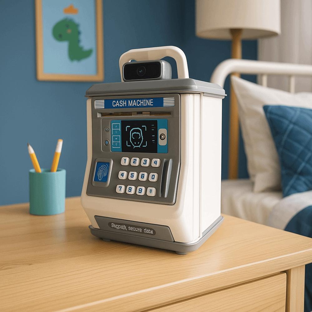 Password Lock Kids Money Container Large Capacity with Handle Piggy Bank Plastic Fingerprint Unlock Automatic Safe Child Gift