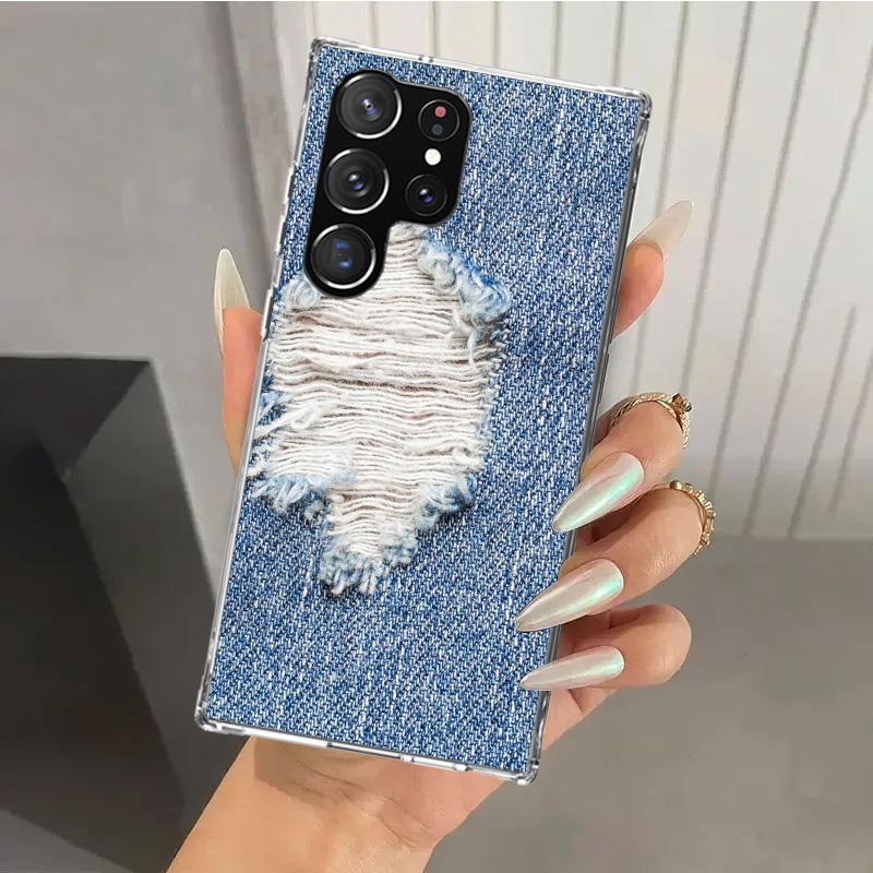 Jeans Cowboy Denim Printed Phone Case for Samsung Galaxy S26 S24 S23 Ultra S25 Edge S22 S21 Plus S20 FE + Soft Print Shell Funda