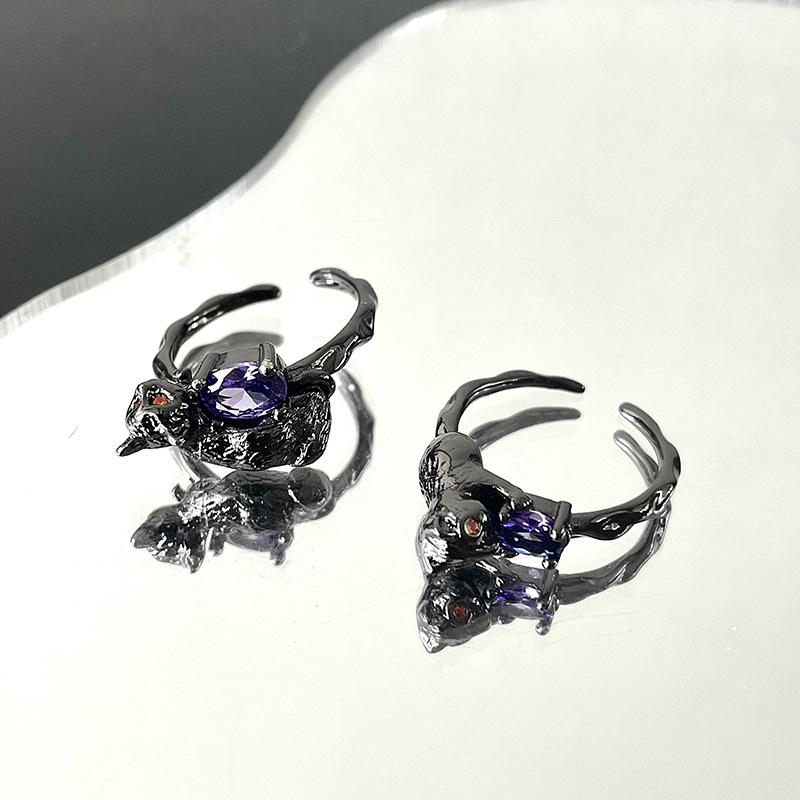 Katze Eichhörnchen Persönlichkeit Niedlich Offenes Ring Set Damenmode Kalter Stil Retro Nischendesign