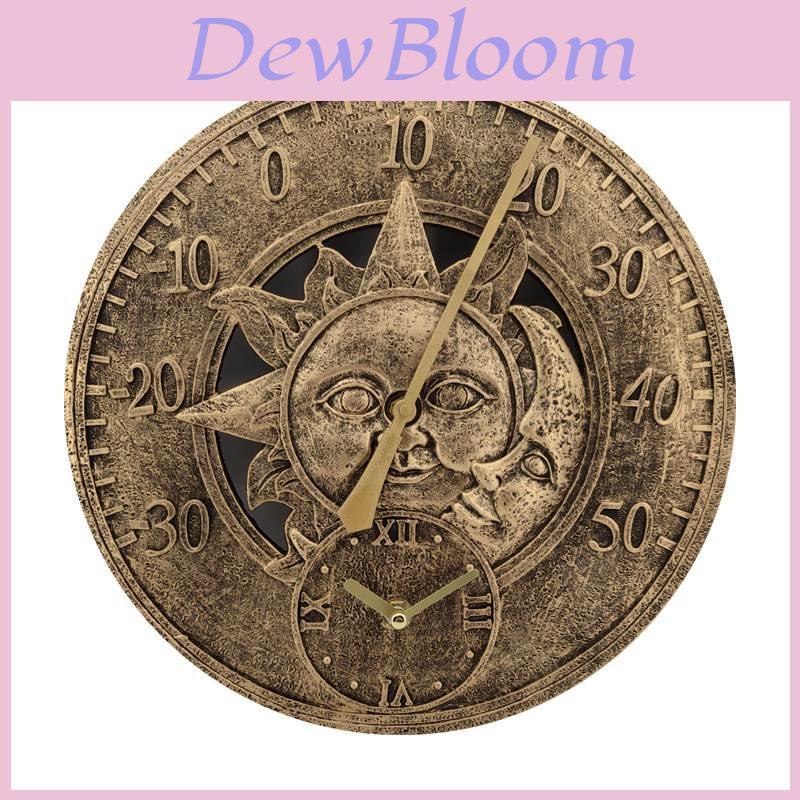 Vintage European Style Resin Wall Clock With Temperature Display For Living Room And Bedroom Decor