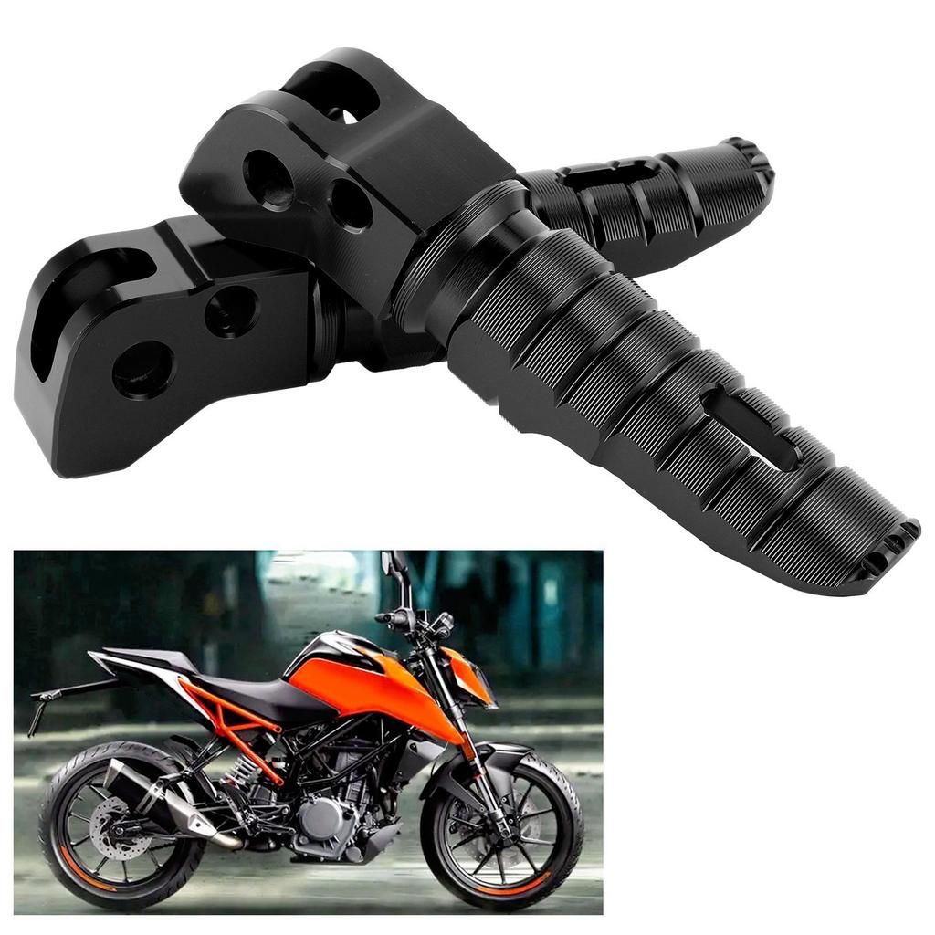 1 Pair Aluminum Alloy Rear Foot Peg Motorcycle Modification Accessory Fit for 125 250 300 RC200 390 2014+(Black )
