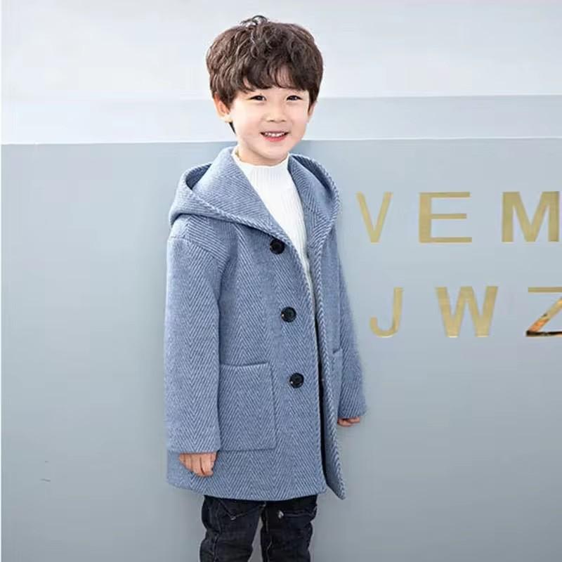 Autumn Boys' Fashionable Mid-length Woolen Coat