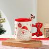 Hochwertig aussehende Weihnachtspaar Keramiktasse Weihnachts-Wasserbecher Souvenir-Geschenk Schleife Cartoon-Tasse