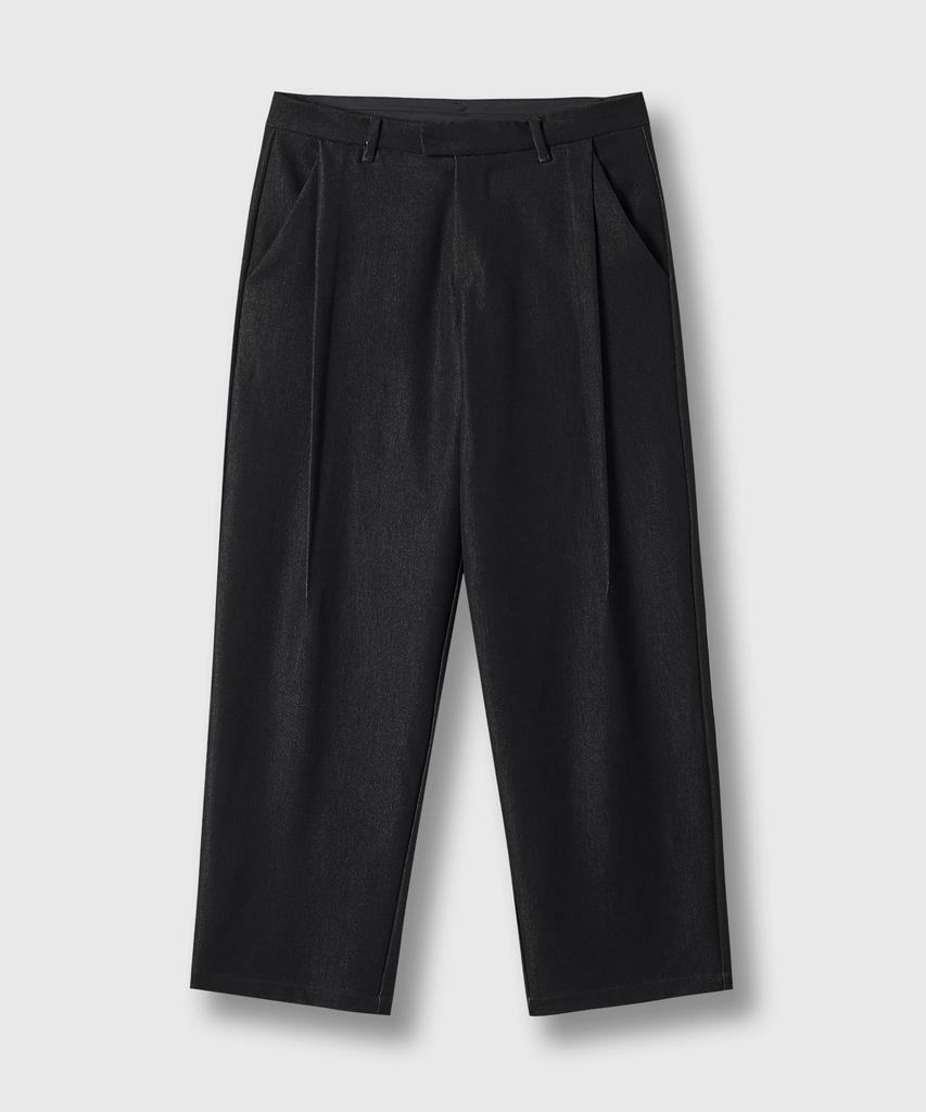FRAGE A-Sic Pintuck Wide Straight Slacks - Black Indigo