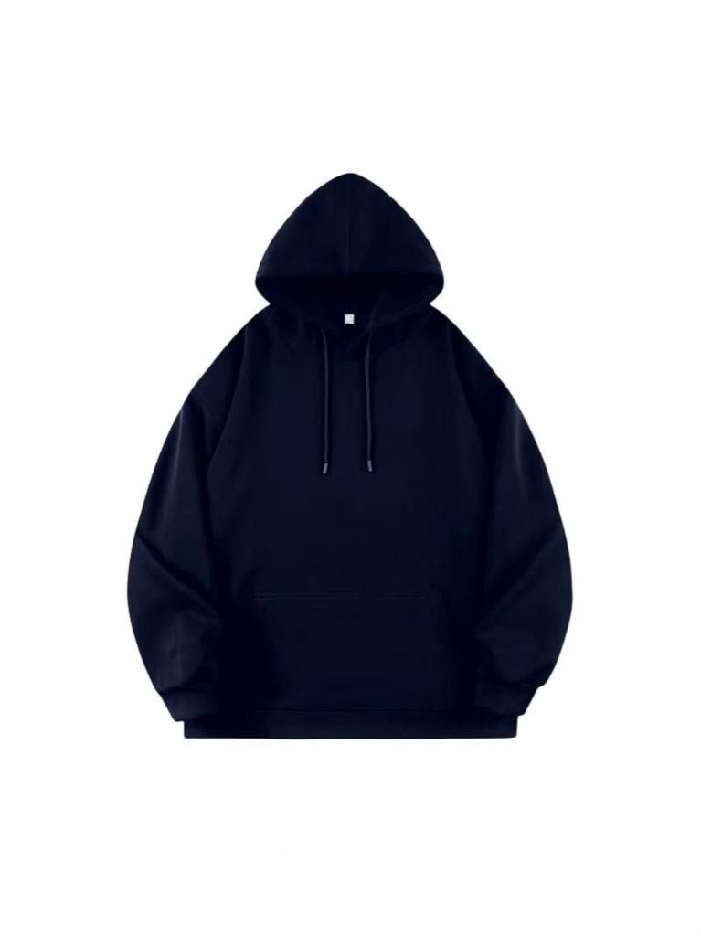 Unisex Comfortable Loose Fit Solid Color Hooded Sweatshirt