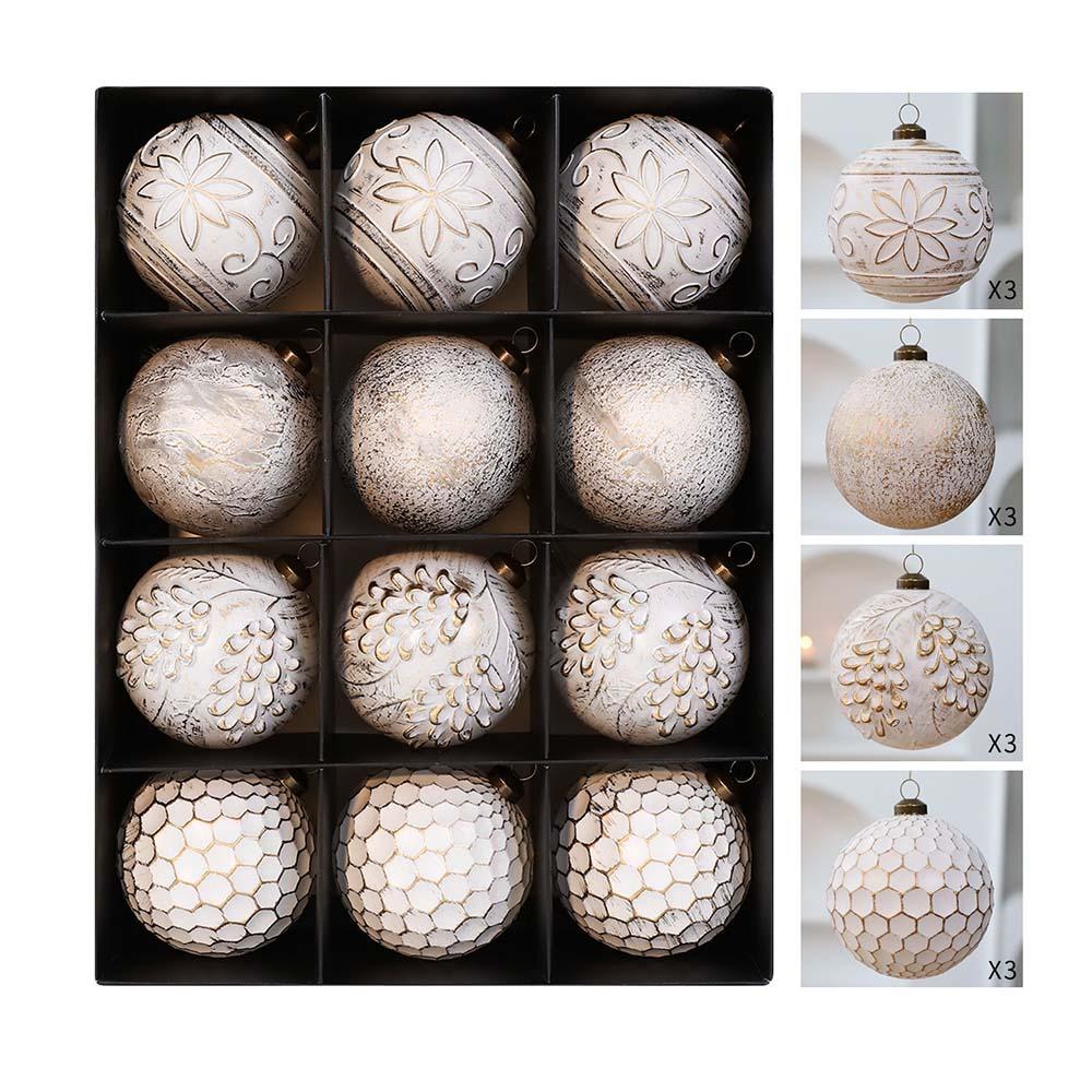 12pcs Shatterproof Christmas Hanging Balls Vintage Xmas Tree Decoration  Home Decor