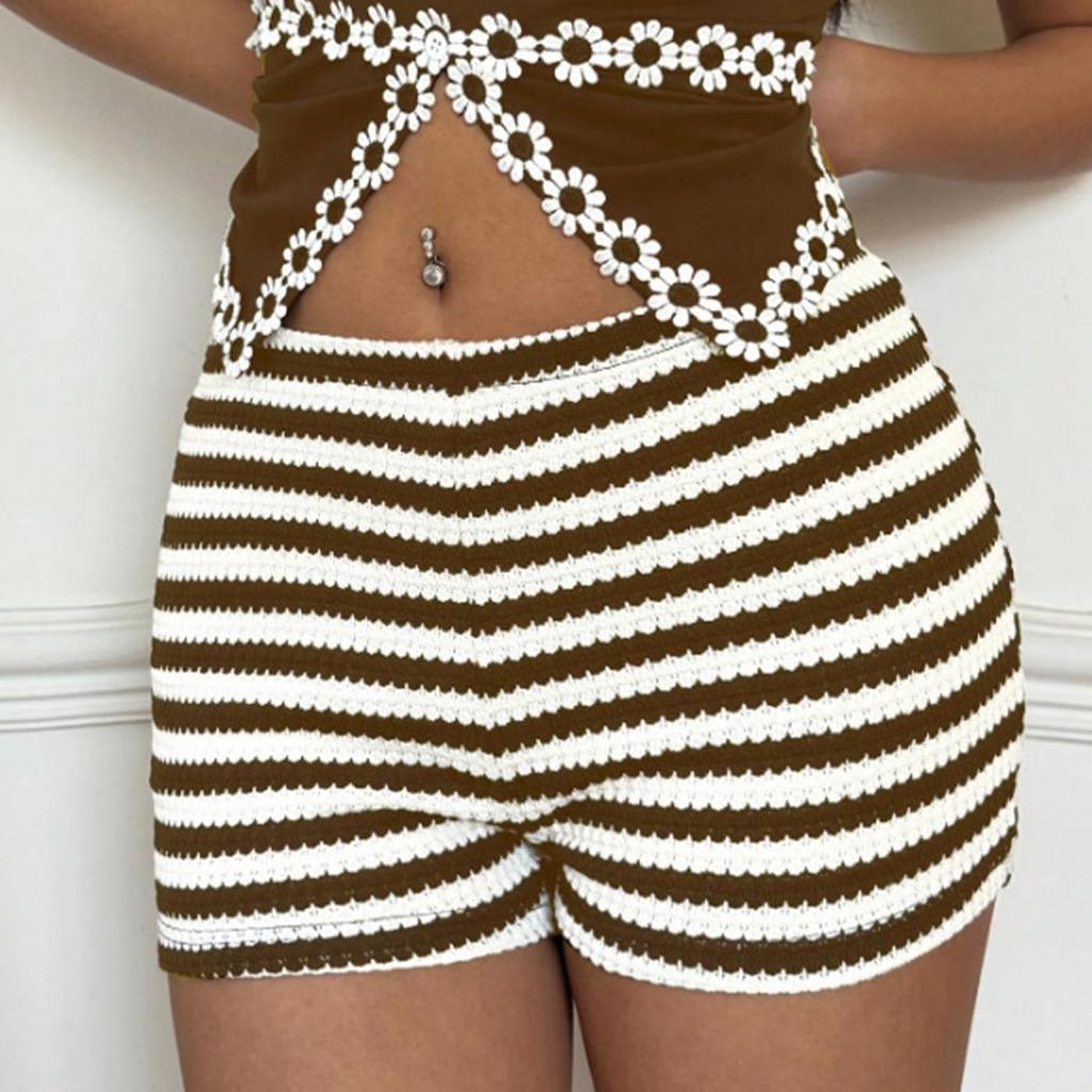Shorts For Women Striped Button Casual Loose Shorts
