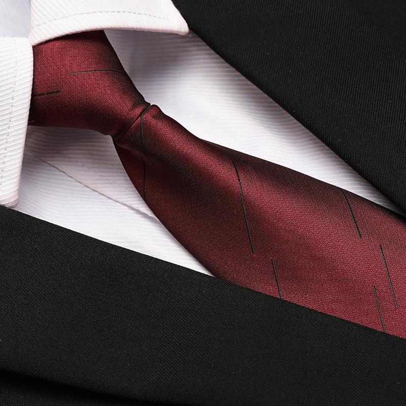 Men'S Formal Wedding Business Tie 8Cm Groom Wedding Banquet Burgundy Tie Hand Zipper Men And Women
