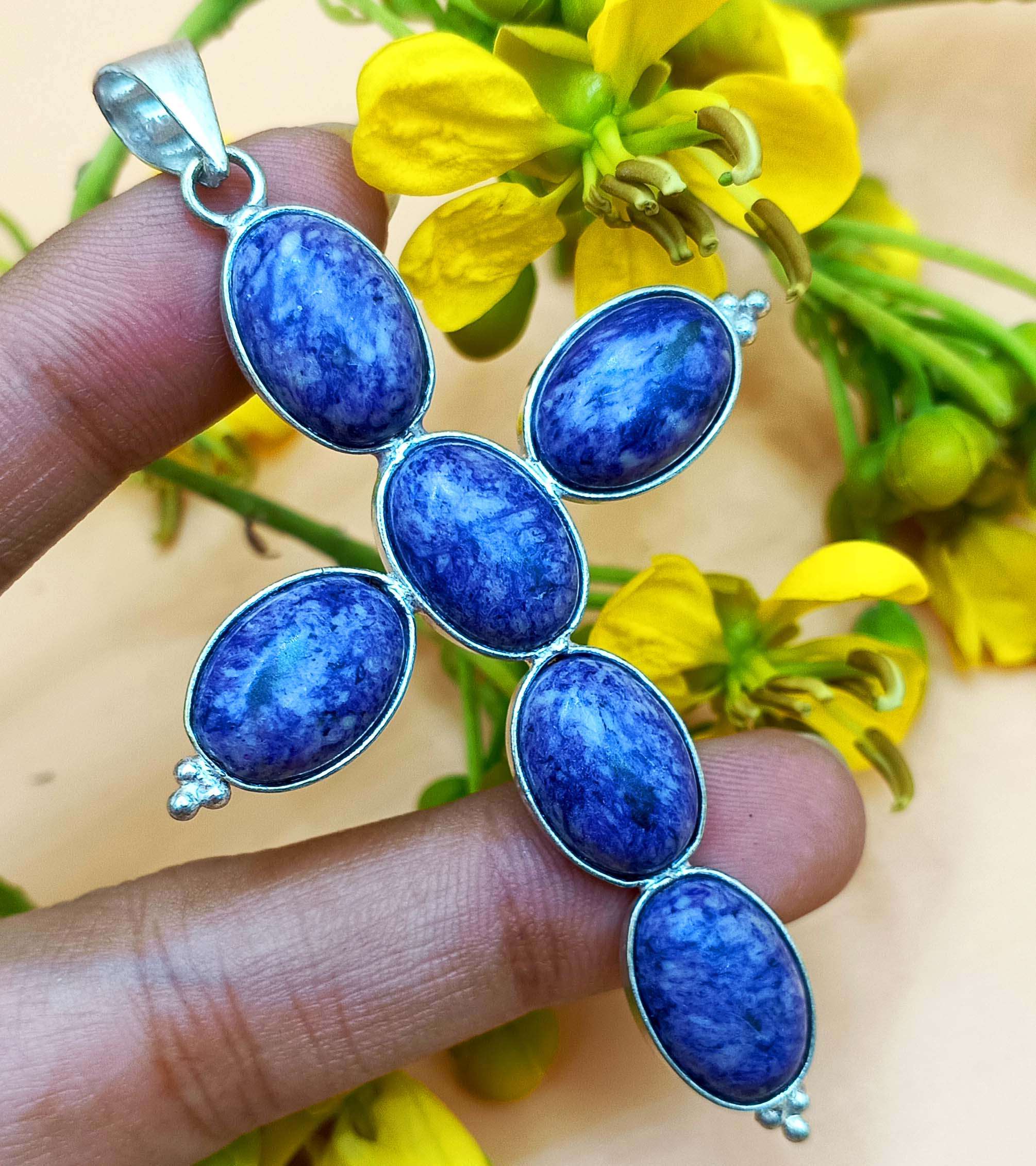 

Подвеска из драгоценного камня чероита, стерлинговое серебро 925 пробы, позолоченные ювелирные изделия ручной работы omcj-HPP89