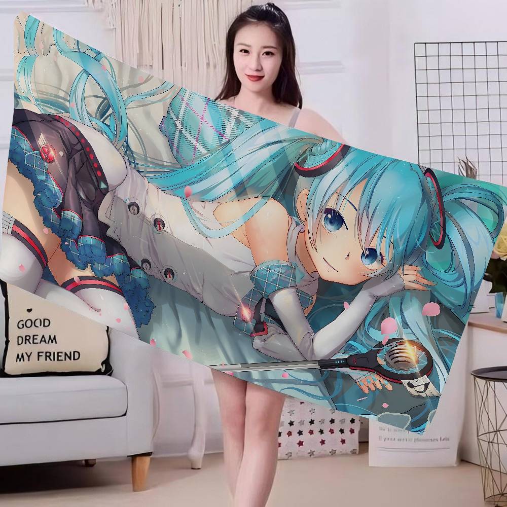 Virtual Singer M-Miku Cute Big Microfiber Beach Towels Quick Dry Towel Sand Beach Towels Pool Towel for Travel Swim Pool Yoga