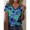 Camiseta de Verano para Mujer con Estampado 3D y Cuello en V Moda Versátil Transpirable Tendencia Casual