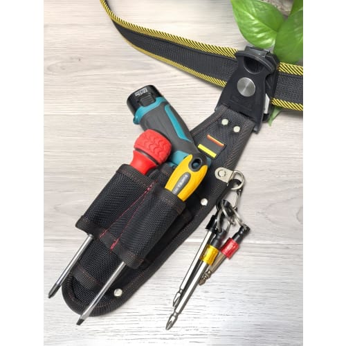 Qztuory [3-Tier Design/Tool Drop Prevention] Ultra-Lightweight Nylon Waist Bag with Detachable Tool Holder for Carpentry, Electrician, DIY, and Fishin