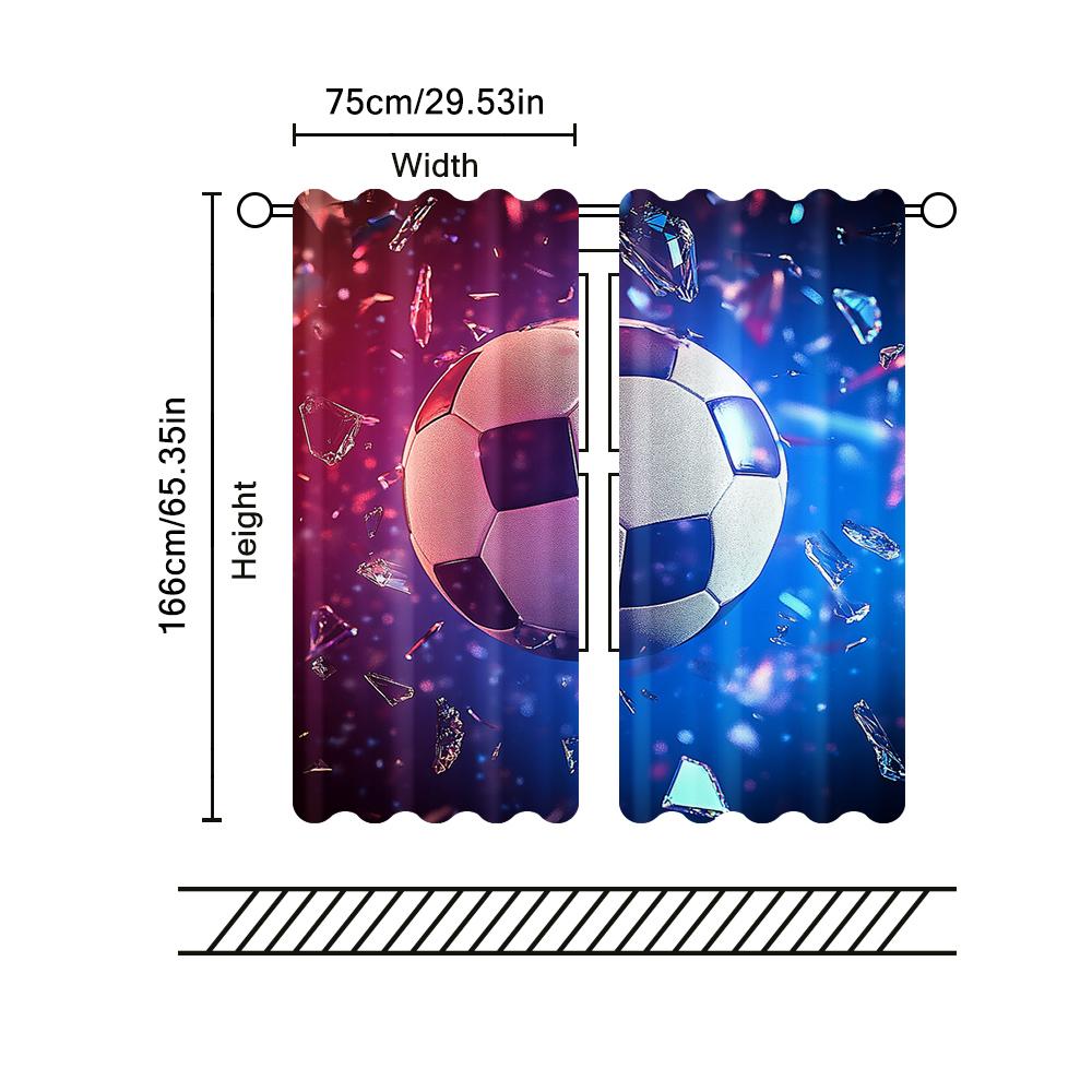 2Pcs Football Curtains Galaxy Soccer Ball Pattern Curtains For Bedroom Living Room Sports Theme Drapes Competitive Games Window
