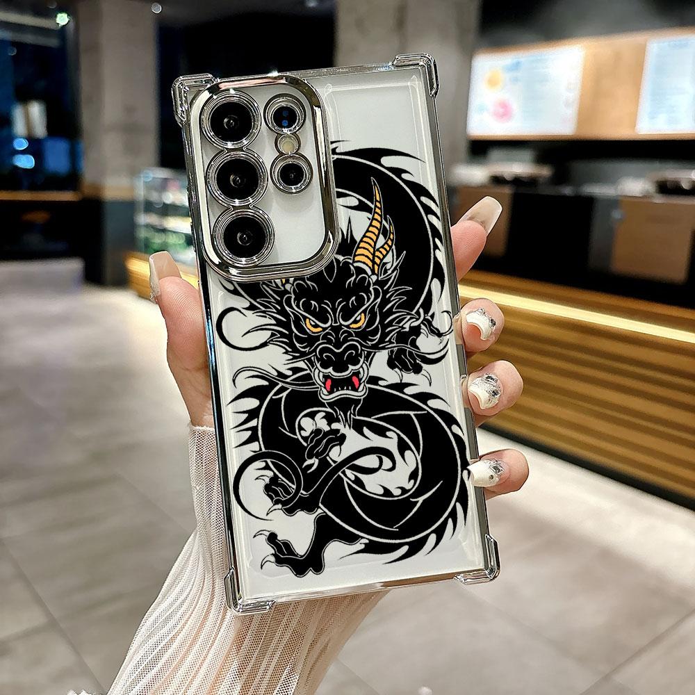 Fashion Dragon Tattoo Art Funda For Samsung S26Ultra Phone Case For Galaxy S25 FE S26 S24 S23 S22 S21 Ultra S20 Plus Clear Cover