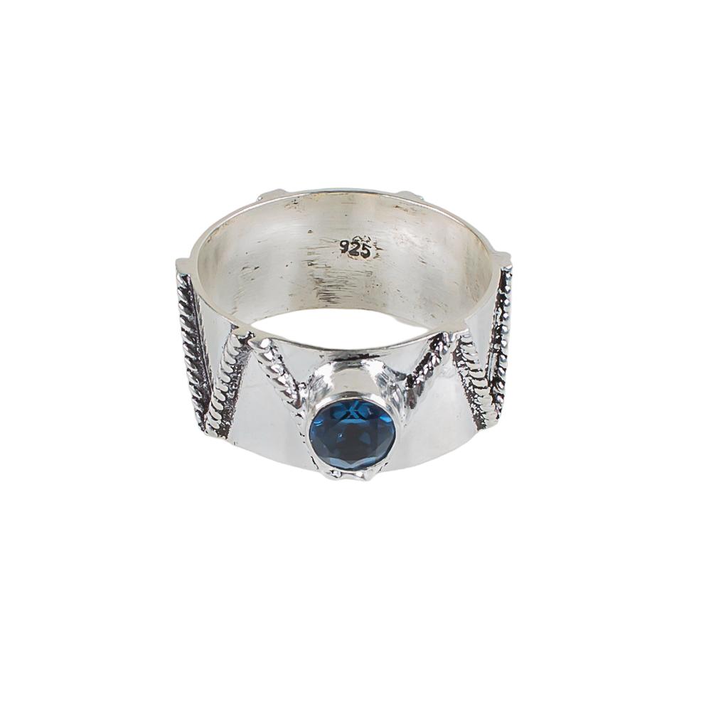 London Blue Topaz Gemstone 925 Sterling Silver Jewelry Handmade Wedding Ring RR-15-1