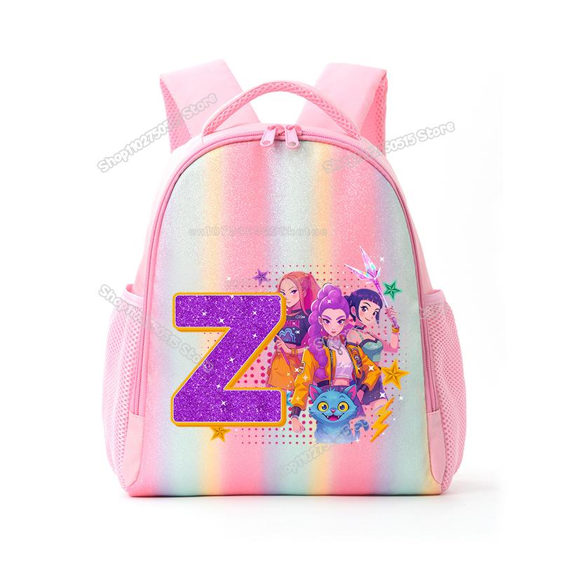 Perfect KPop Demon Hunters Letter A-Z Rainbow Backpack Rumi Mira Zoey Student School Backpack Anime Movie Women Girl Travel Rucksack