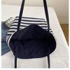 Striped Canvas Double-sided Usable Bag, Tote Bag, Casual Shoulder Bag, Large Capacity Shopping Bag