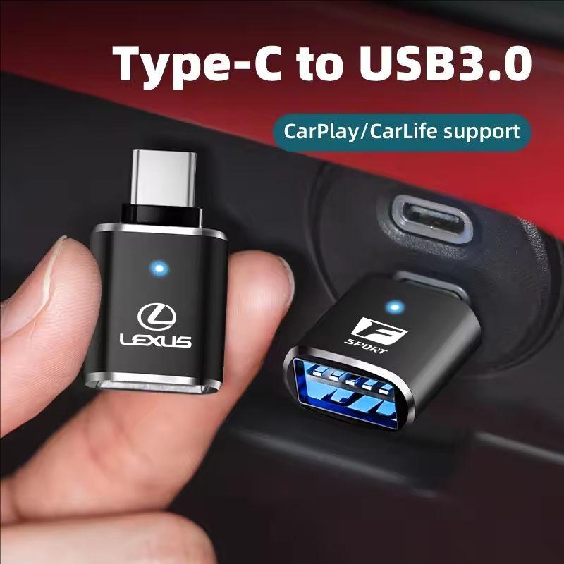 For Lexus F SPORT IS250 IS200 CT200h GS300 LS430 RX450h Key Chain Data Line Type-C To USB Adapter High Speed Port Accessories