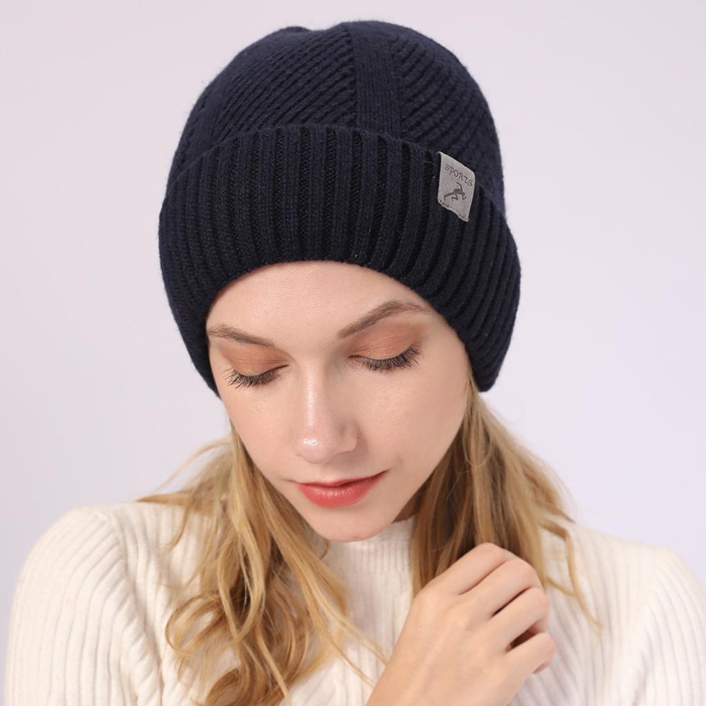 New Autumn and Winter Men's and Women's Cashmere and Velvet Thickened Knitted Wool Warm and Cold Proof Cycling Pullover Hat
