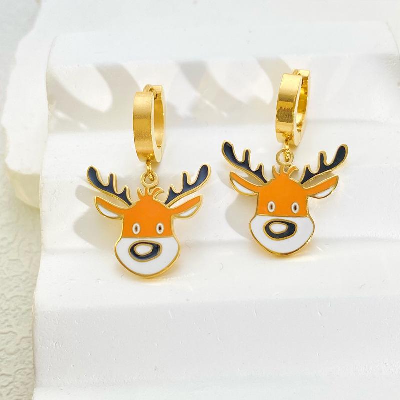 

Популярный рождественский набор украшений из нержавеющей стали: Подвеска-ожерелье, браслет и серьги «Сани и олень»