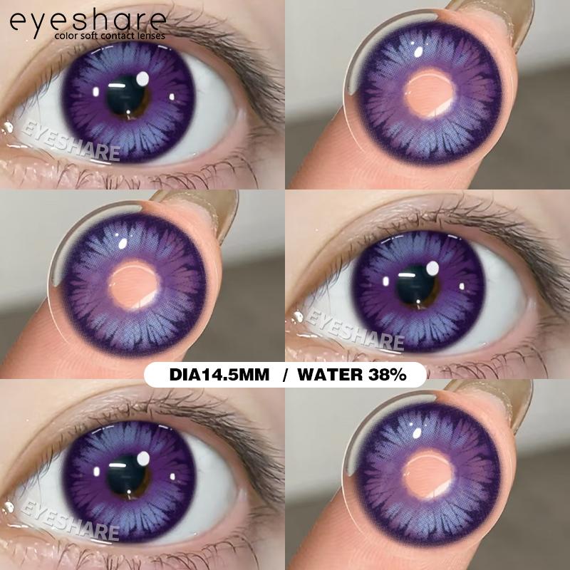 

1 пара цветных контактных линз для косплея, синие линзы для аниме, фиолетовые линзы для макияжа на Хэллоуин, контактные линзы для ежегодного розового макияжа, зрачки