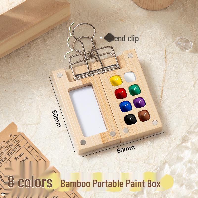 Mini Watercolor Walnut Box: Portable Travel Sketchbook & Palette