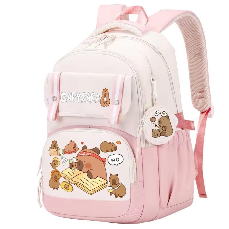 New Capybara Schoolbag, Funny Printing Cartoon Capybara Backpack, Large Capacity and Light for Primary and Secondary School Students