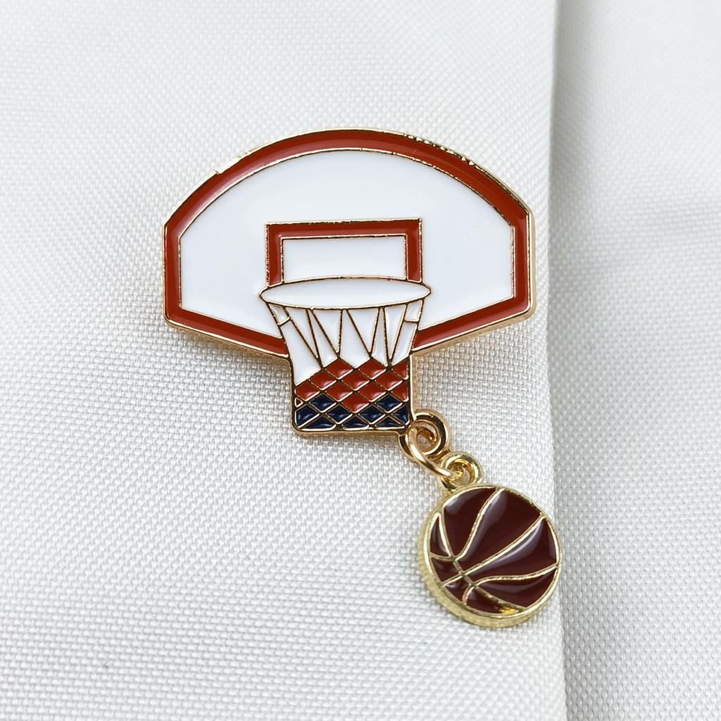 Personalized Alloy Basketball Hoop Brooch Badge for Backpacks