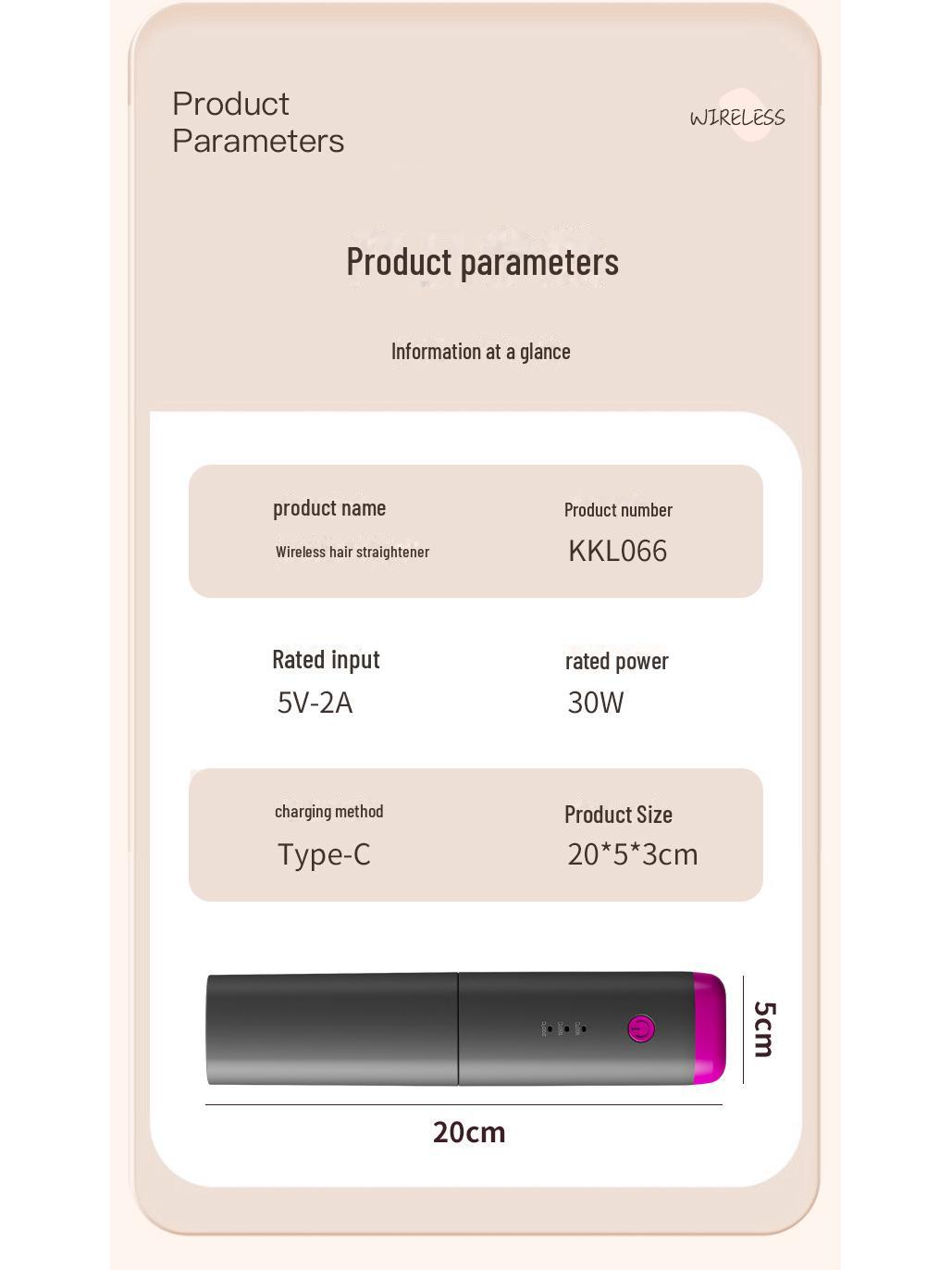 Мини USB перезаряжаемый беспроводной выпрямитель для волос и расческа для завивки