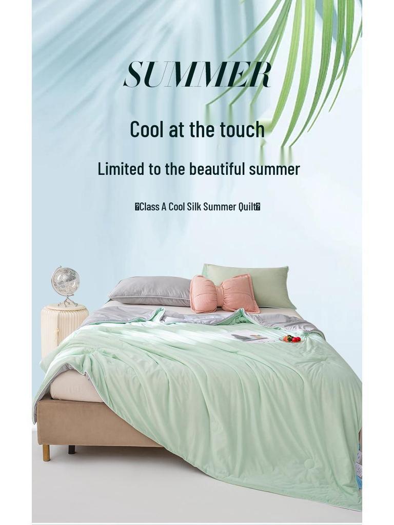 Class A Ice Silk Summer Quilt: Solid Color, Machine Washable, Thin Cooling Blanket for Air Conditioning