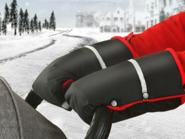 Winter Windproof Baby Stroller Handle Gloves with Thick Wool Lining