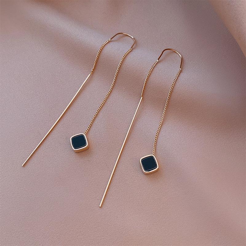 Korean Exquisite Imitation Pearl Tassel Drop Earring For Women Shiny Zircon Flower Leaf Long Ear Line Geometric Earring Jewelry