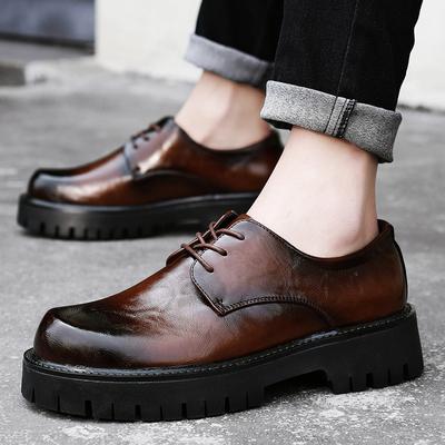 Nouvelles Chaussures Oxford Noires à Lacets pour Hommes Chaussures à Plateforme Confort Mariage Chaussures à Hauteur Chaussures en Cuir à Semelle Épaisse Mode Homme