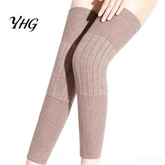 Outdoor Walking Leg Wraps 1 Pair Knit Warmers for Elderly Women, Soft Stretchy Winter Seniors Thick Knee Sleeves, Anti-slip Long Boot Socks