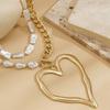 Big Love Baroque Imitation Pearl Chain Exaggerated Size Multilayer Pearl Necklace  Wedding Jewelry
