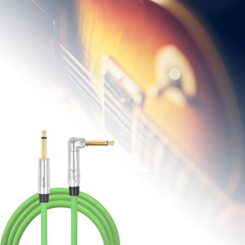 Guitar Cables, 6.35mm To 6.35mm TRS Stereos Amp Rubber Guitar Cord for Studio Monitor Electric Guitar Keyboards Mixers