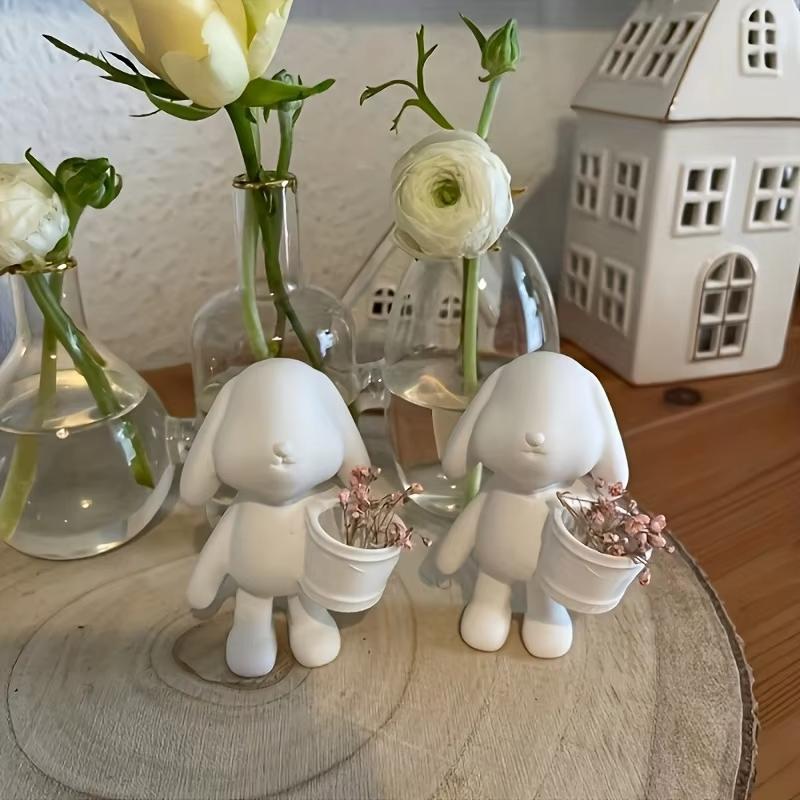 Rabbit Silicone Candle Mold Easter Animal Cute Rabbit Aromatherapy Plaster Soap Resin Mould 3D Crafts Casting Tool