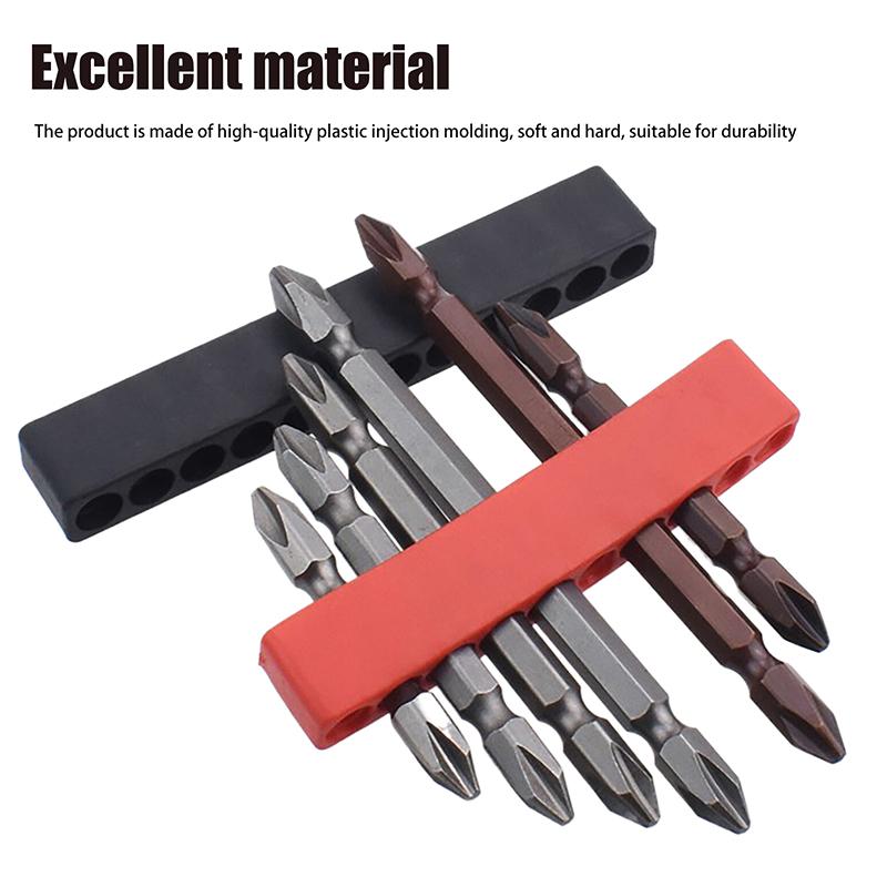 4Pcs 10/12 Holes Screwdriver Bit Holder Soft Rubber Organizer 1/4 Inch Hex Screwdriver Head Drill Bit Stand Case Power Tool
