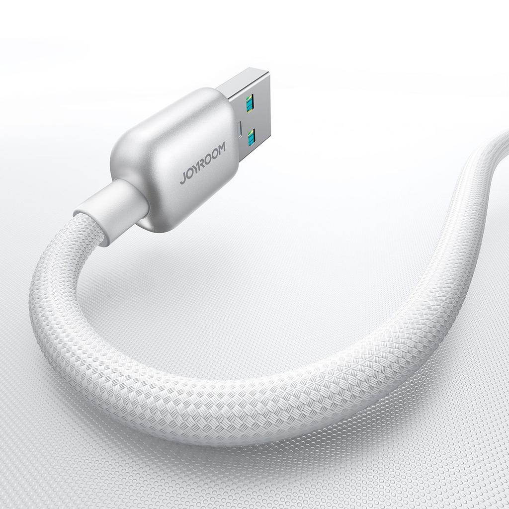 Kabel Przewód W Oplocie USB-A - USB-C 66W 1.2m - Biały