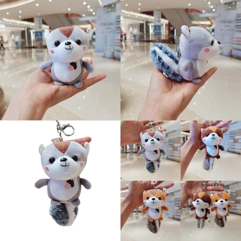 Adorable Plush Squirrel Keychain Cute Stuffed Animal Doll Gift Machine Toy